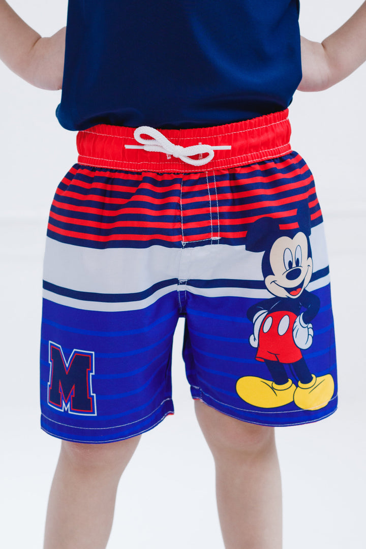 Disney Mickey Mouse Boys' Swimwear Swim Trunks Red Navy Blue