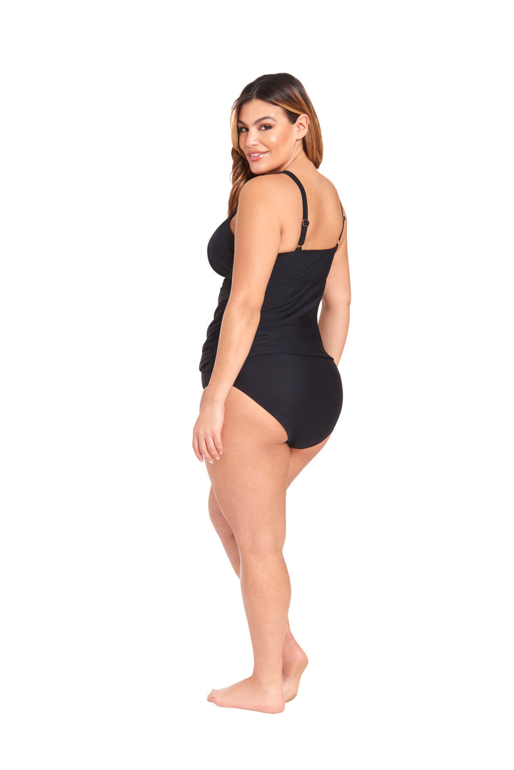 LYSA Women's Swimwear Tankini Top Solid Black