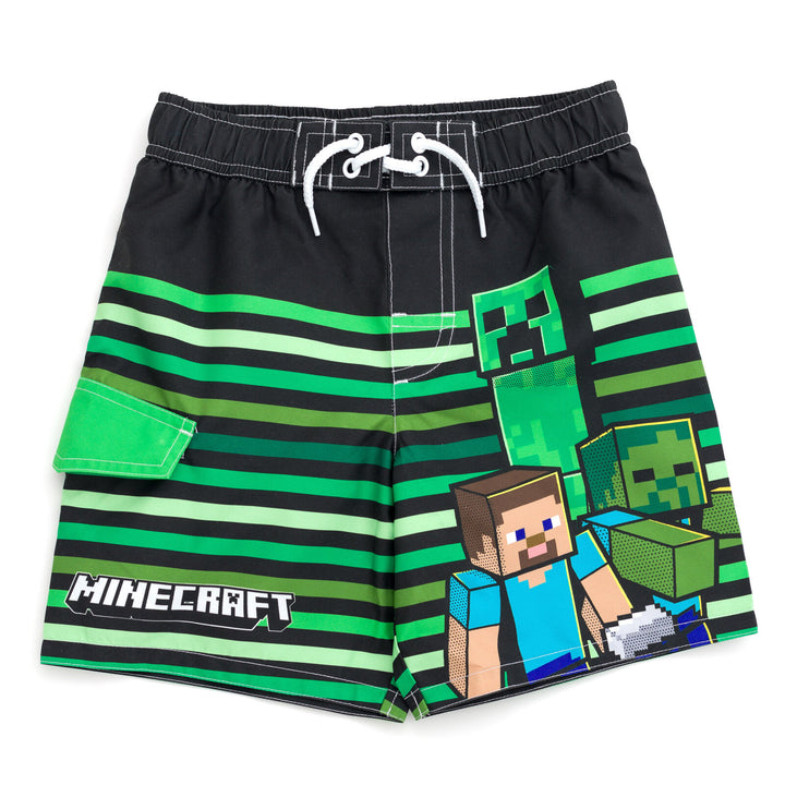 Minecraft Boys' Swimwear Swim Trunks Green Black