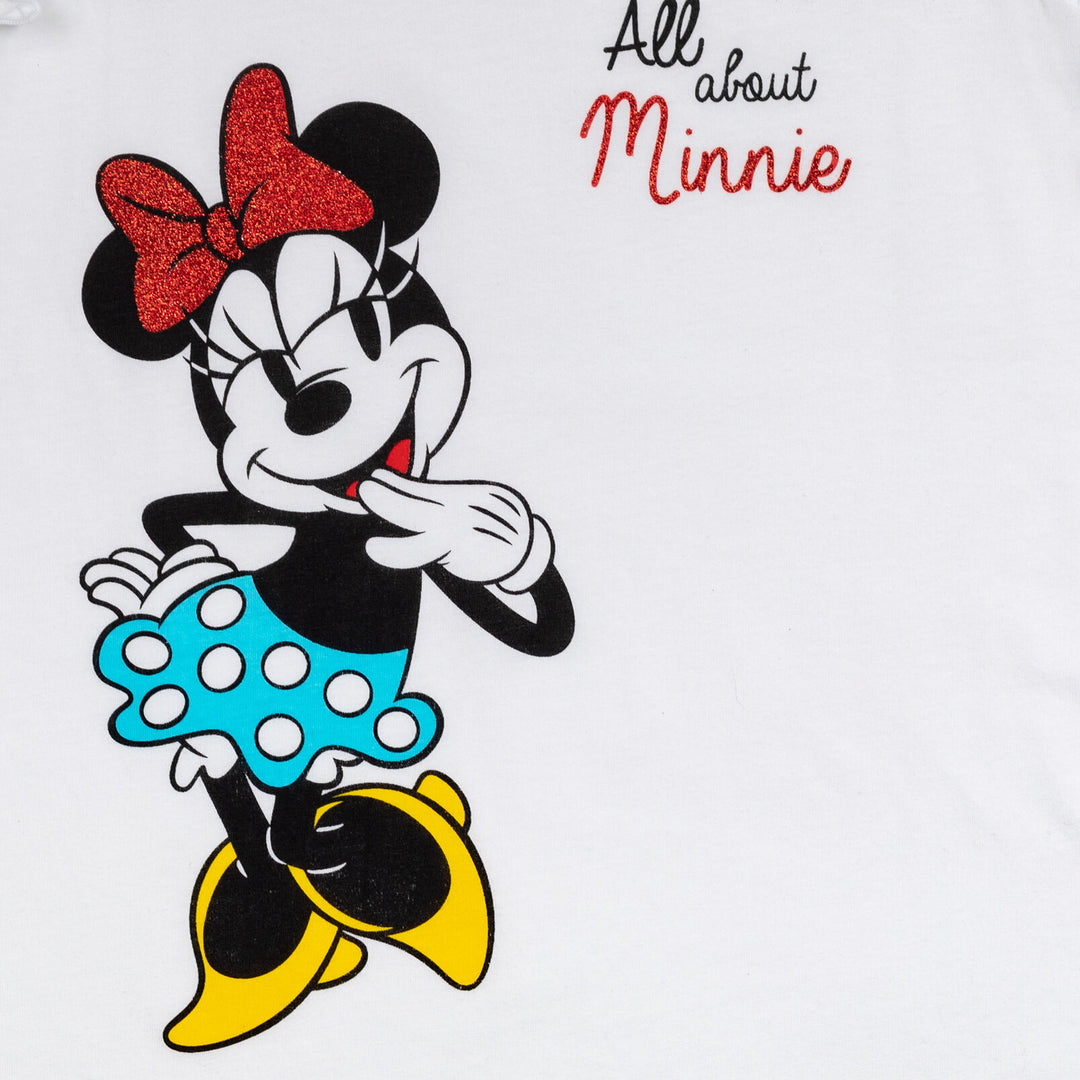 Minnie Mouse Girls' 2-Pack Glitter Tees Black White Polka Dot