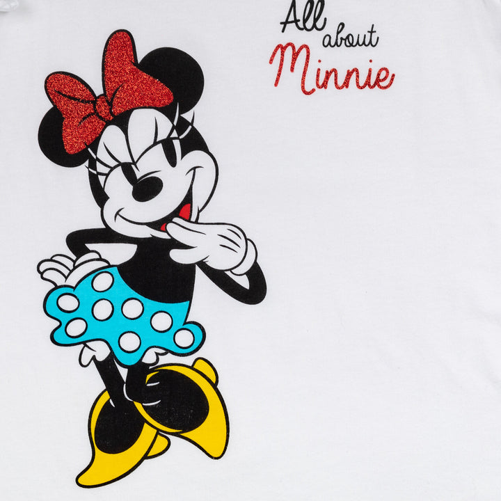 Minnie Mouse Girls' 2-Pack Glitter Tees Black White Polka Dot
