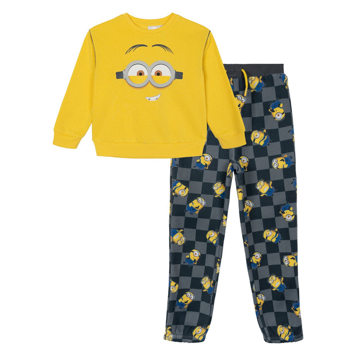 Minions Boys' 2-Piece Fleece Sweatshirt and Pants Set Yellow Grey