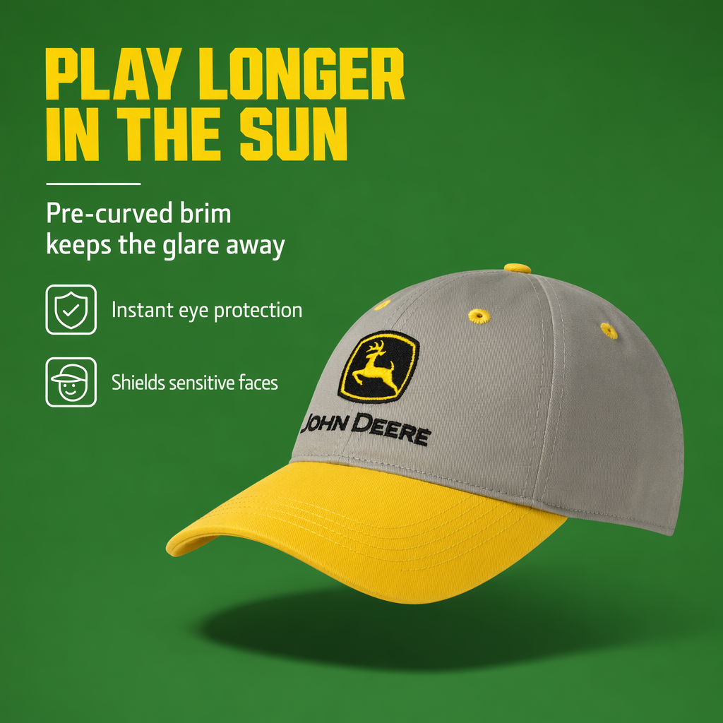 John Deere Youth Boys' Strapback Baseball Cap Slate Grey Yellow