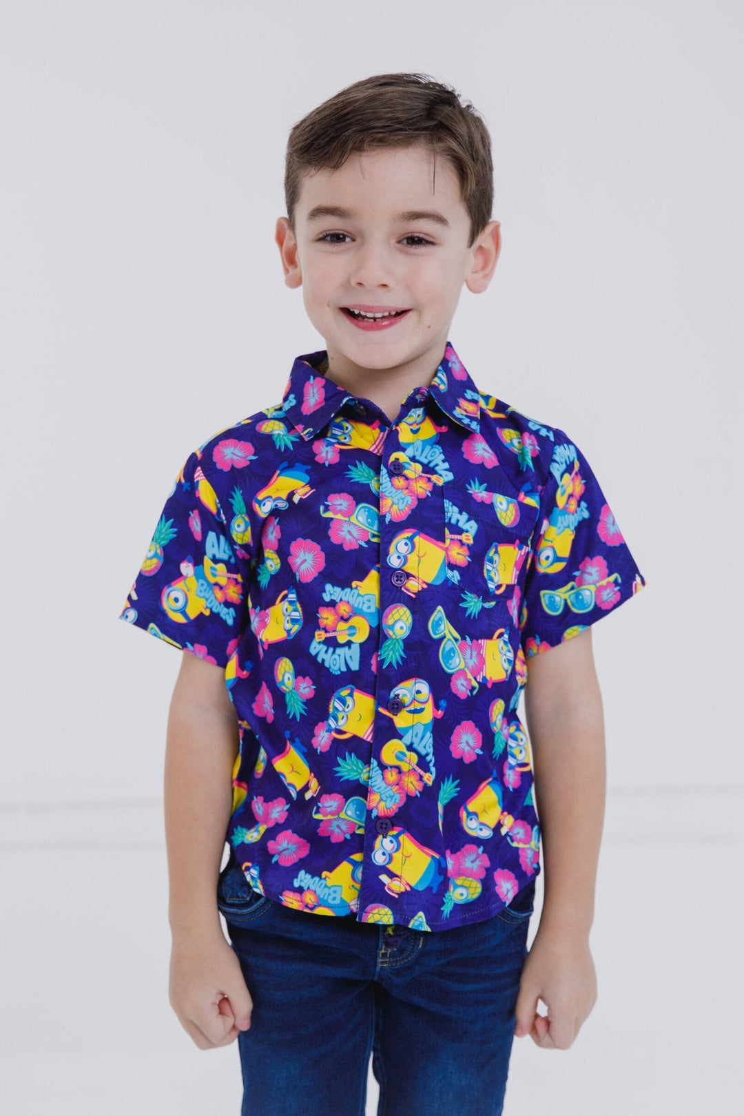 Despicable Me Minions Hawaiian Button Down Shirt - imagikids