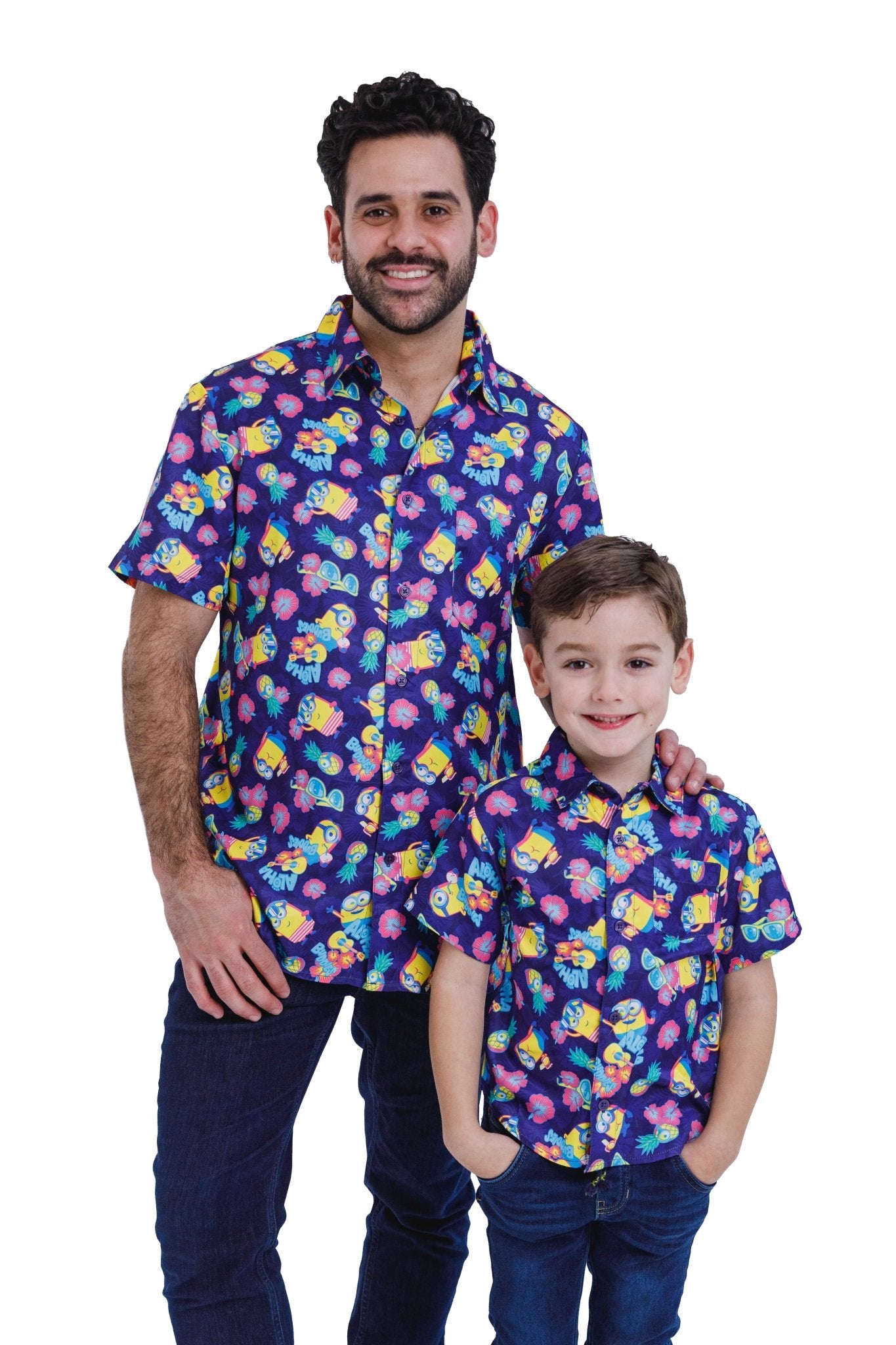 Despicable Me Minions Matching Family Hawaiian Button Down Dress Shirt - imagikids