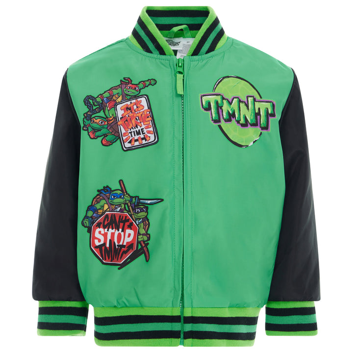 Teenage Mutant Ninja Turtles Boys' Varsity Bomber Jacket TMNT Green Black