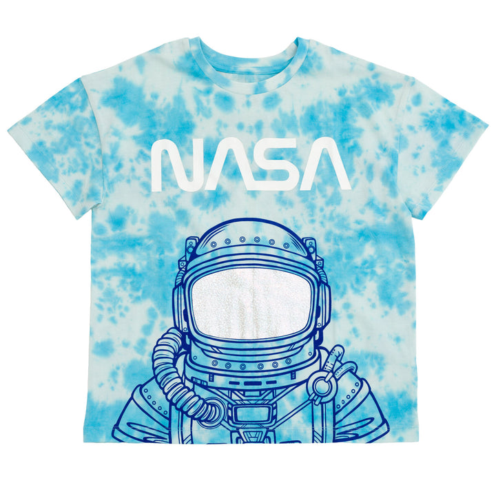Bentex NASA Girls' 3-Pack Short Sleeve T-Shirts Pink Tie Dye White