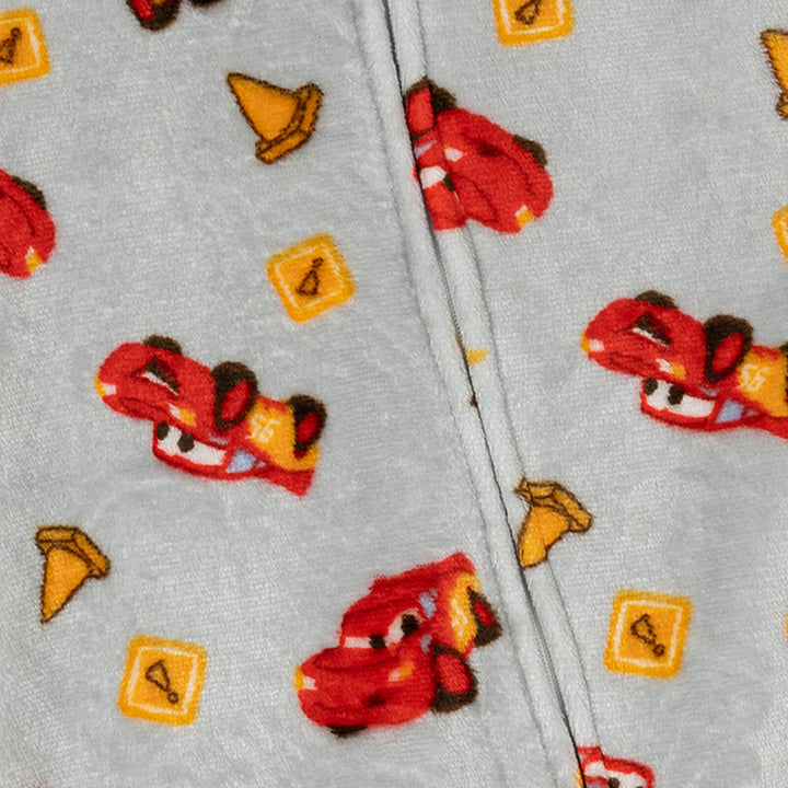 Cars Baby Boys' Fleece Footed Sleep N' Play McQueen Light Grey
