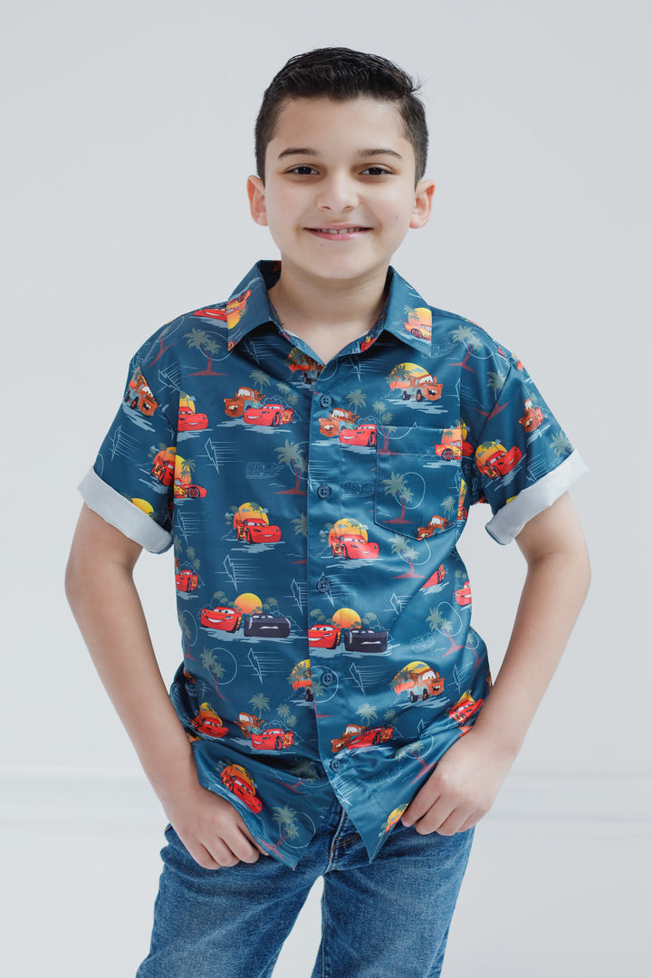 Disney Cars Hawaiian Button Down Dress Shirt