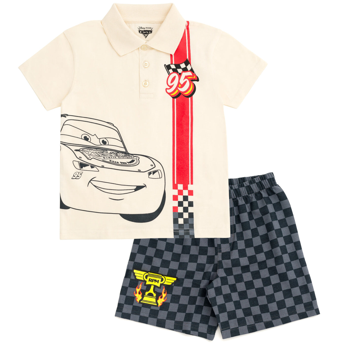 Disney Cars Lightning McQueen Polo Shirt and Shorts Outfit Set