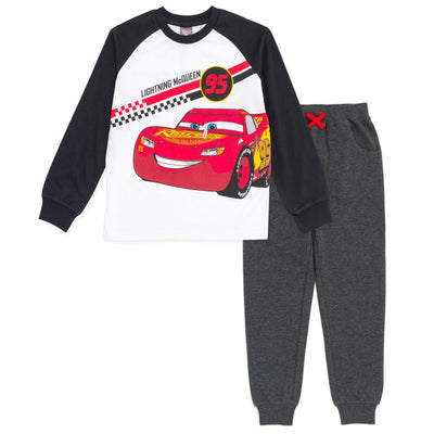 Disney Cars Lightning McQueen T - Shirt and Jogger French Terry Pants Outfit Set - imagikids