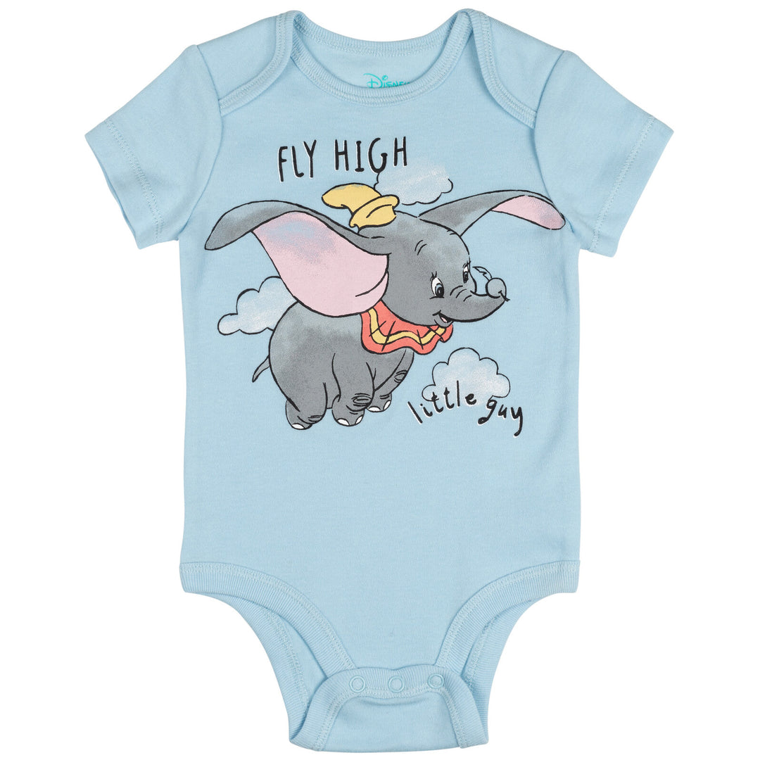 Disney Classics Baloo Dumbo Peter Pan Pinocchio Baby 5 Pack Bodysuits Newborn to Infant