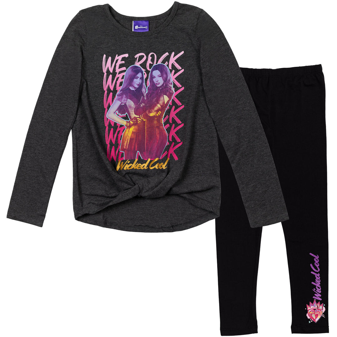 Conjunto de camiseta gráfica y leggings de manga larga con nudo de Descendants