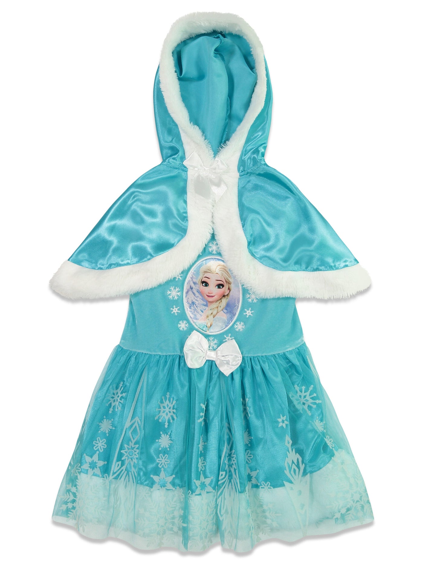 Queen Elsa Caped Costume Short Sleeve Dress