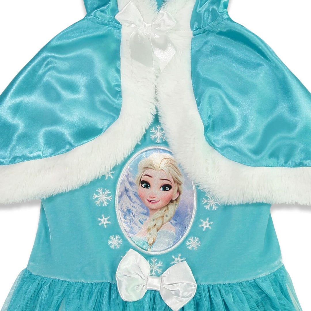 Queen Elsa Caped Costume Short Sleeve Dress