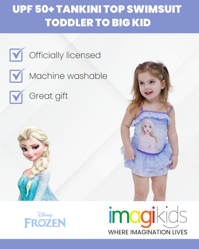 Disney Frozen Queen Elsa UPF 50+ Tankini Top Bikini Bottom Swim Set - imagikids