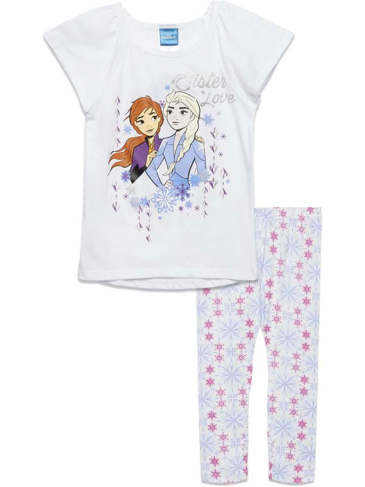 Frozen T-Shirts Leggings and Active Retro Dolphin Shorts 4 Piece Outfit Set