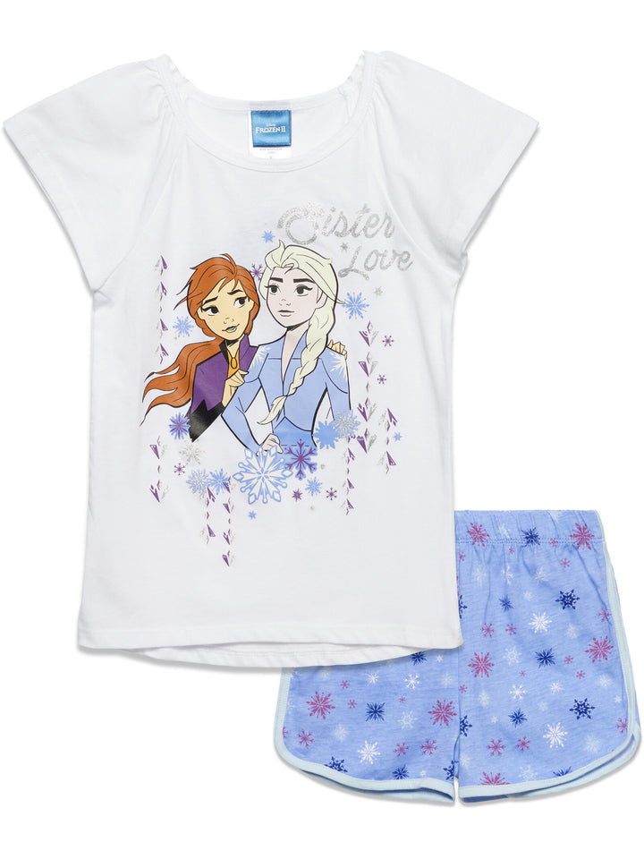 Conjunto de 4 piezas de pantalones cortos de delfín retro activo y camisetas de Frozen