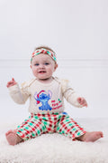 Disney Lilo & Stitch Christmas Baby Girls Bodysuit, Pants and Headband 3 Piece Outfit Set Newborn to Infant