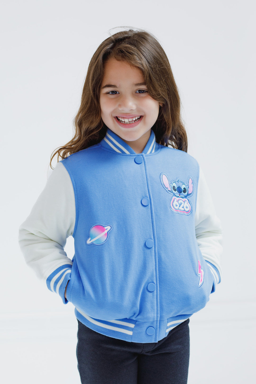 Disney Lilo & Stitch French Terry Varsity Bomber Jacket