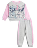 Disney Lilo & Stitch Girls Fleece Pullover Sweatshirt and Jogger Pants Outfit Set Toddler to Big Kid