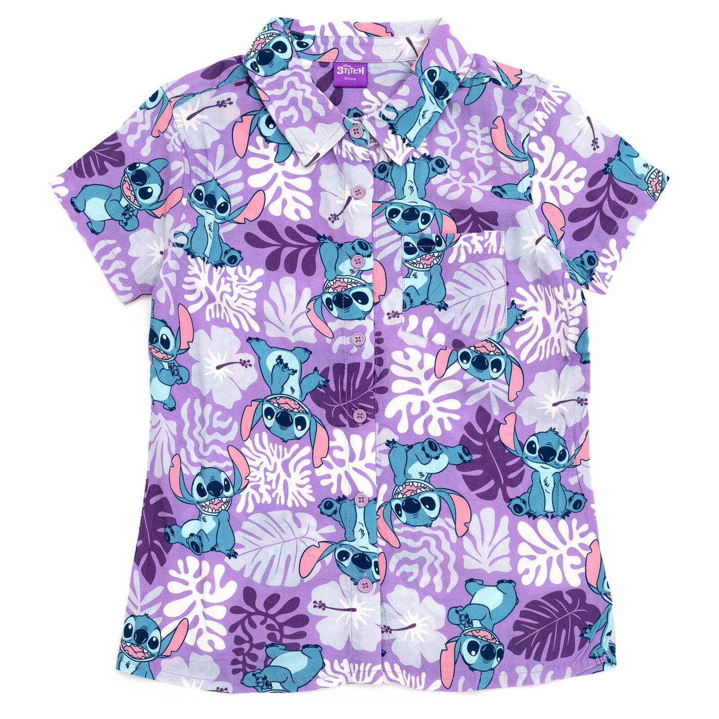 Disney Lilo & Stitch Hawaiian Button Down Dress Shirt