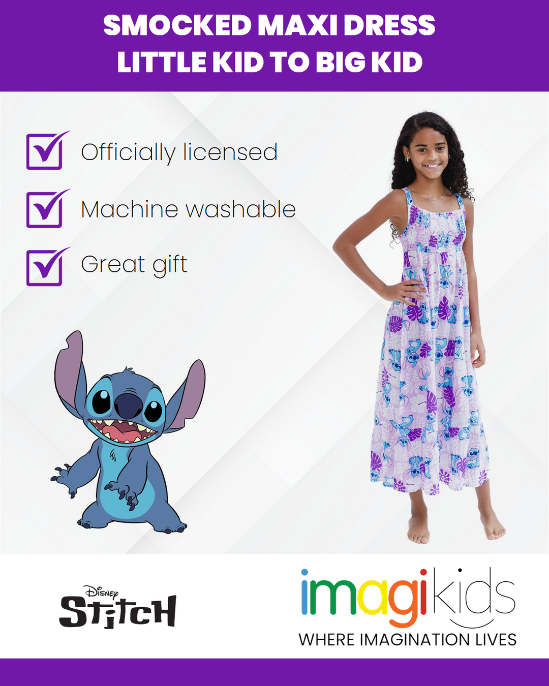 Disney Lilo & Stitch Smocked Maxi Dress