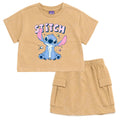 Disney Lilo & Stitch Stitch French Terry Cropped Drop Shoulder T-Shirt and Skirt Outfit Set