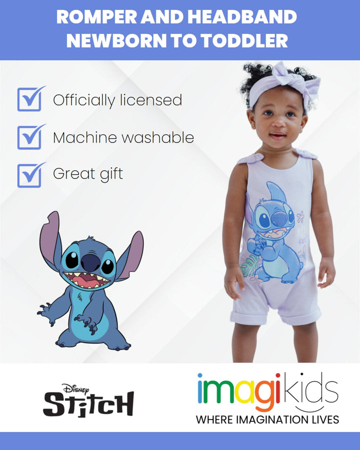 Disney Lilo & Stitch Stitch French Terry Romper and Headband - imagikids