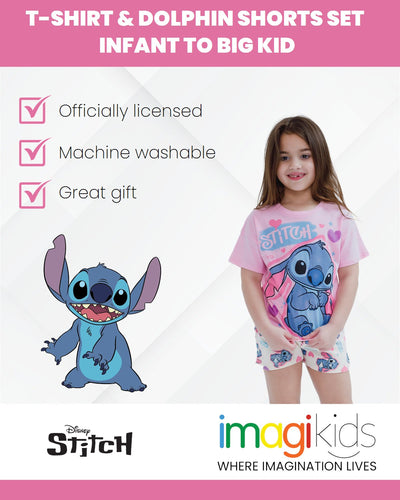 Disney Lilo & Stitch Stitch T - Shirt and Dolphin French Terry Shorts Outfit Set - imagikids