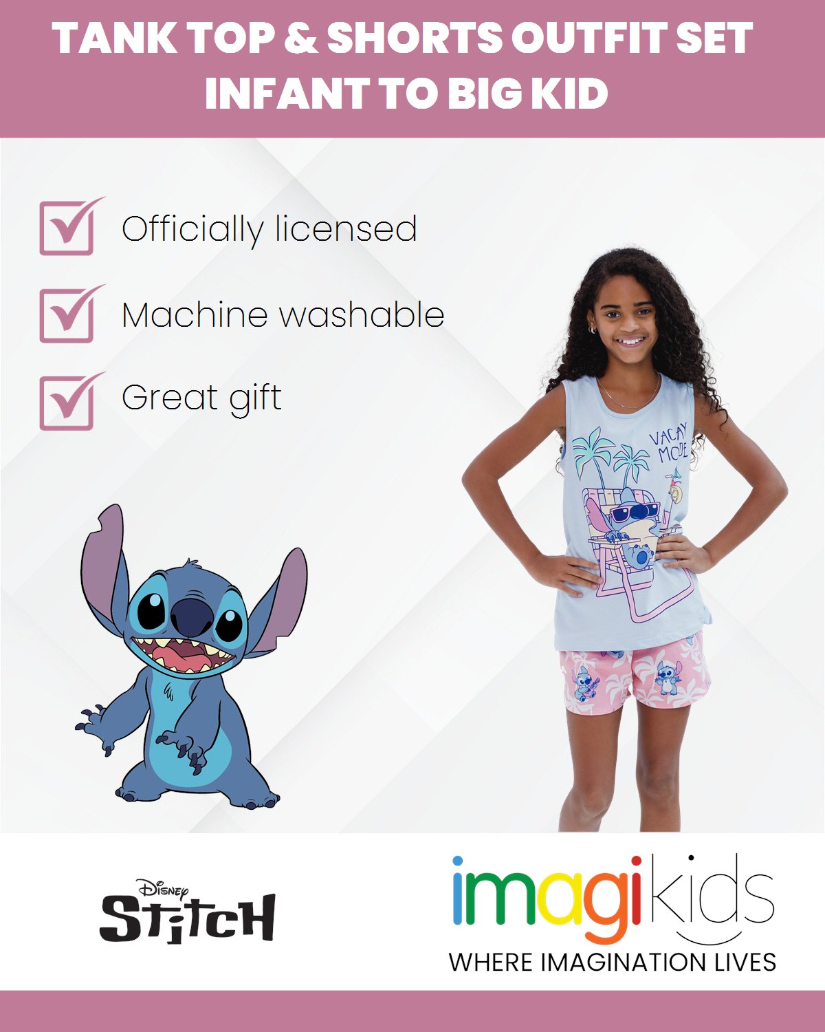 Disney Lilo & Stitch Stitch Tank Top and French Terry Shorts Outfit Set - imagikids