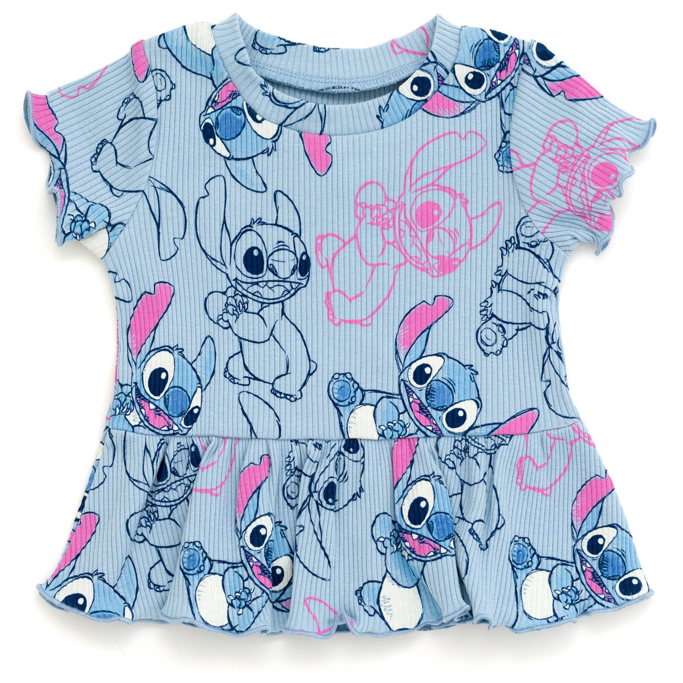 Disney Lilo & Stitch Stitch Tunic Peplum T-Shirt and Bike Shorts Outfit Set - imagikids