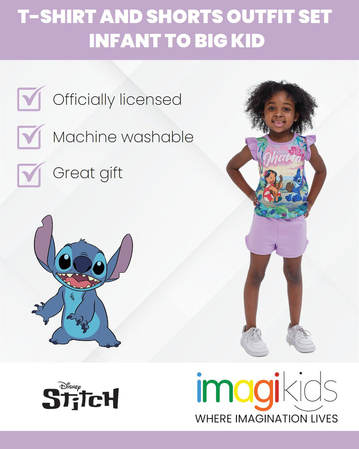 Disney Lilo & Stitch T - Shirt and French Terry Shorts Outfit Set - imagikids