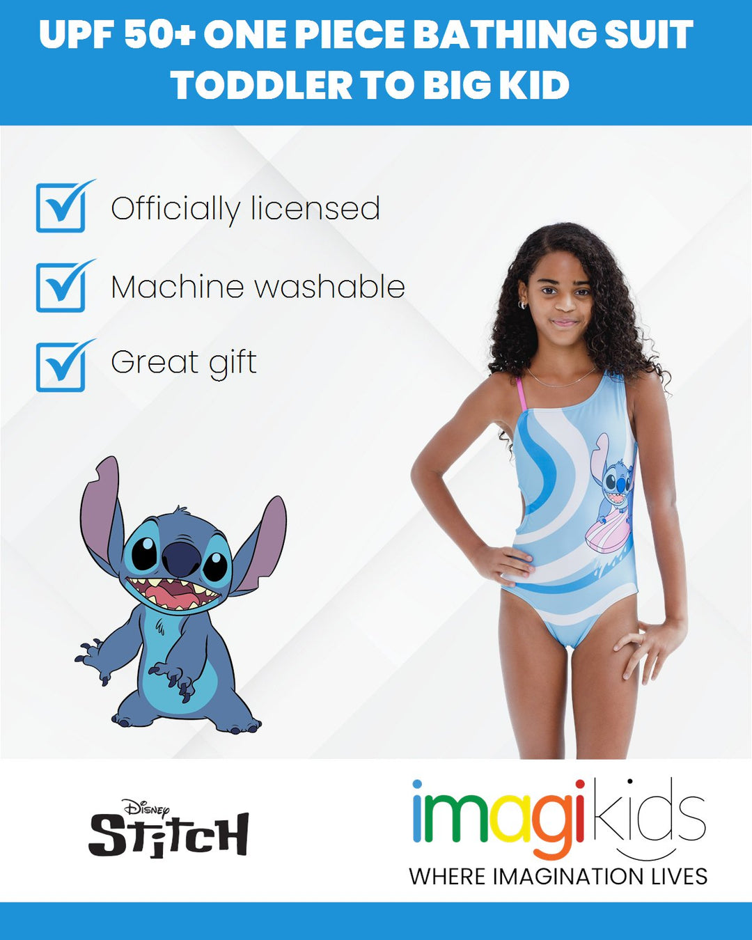 Disney Lilo & Stitch UPF 50+ One Piece Bathing Suit - imagikids