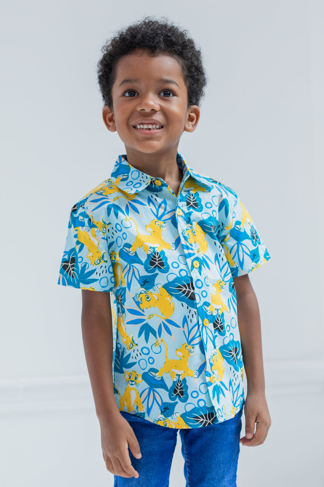 lion king dress shirt Disney Lion King Simba Big Boys Hawaiian Button Down Shirt Toddler to Big Kid