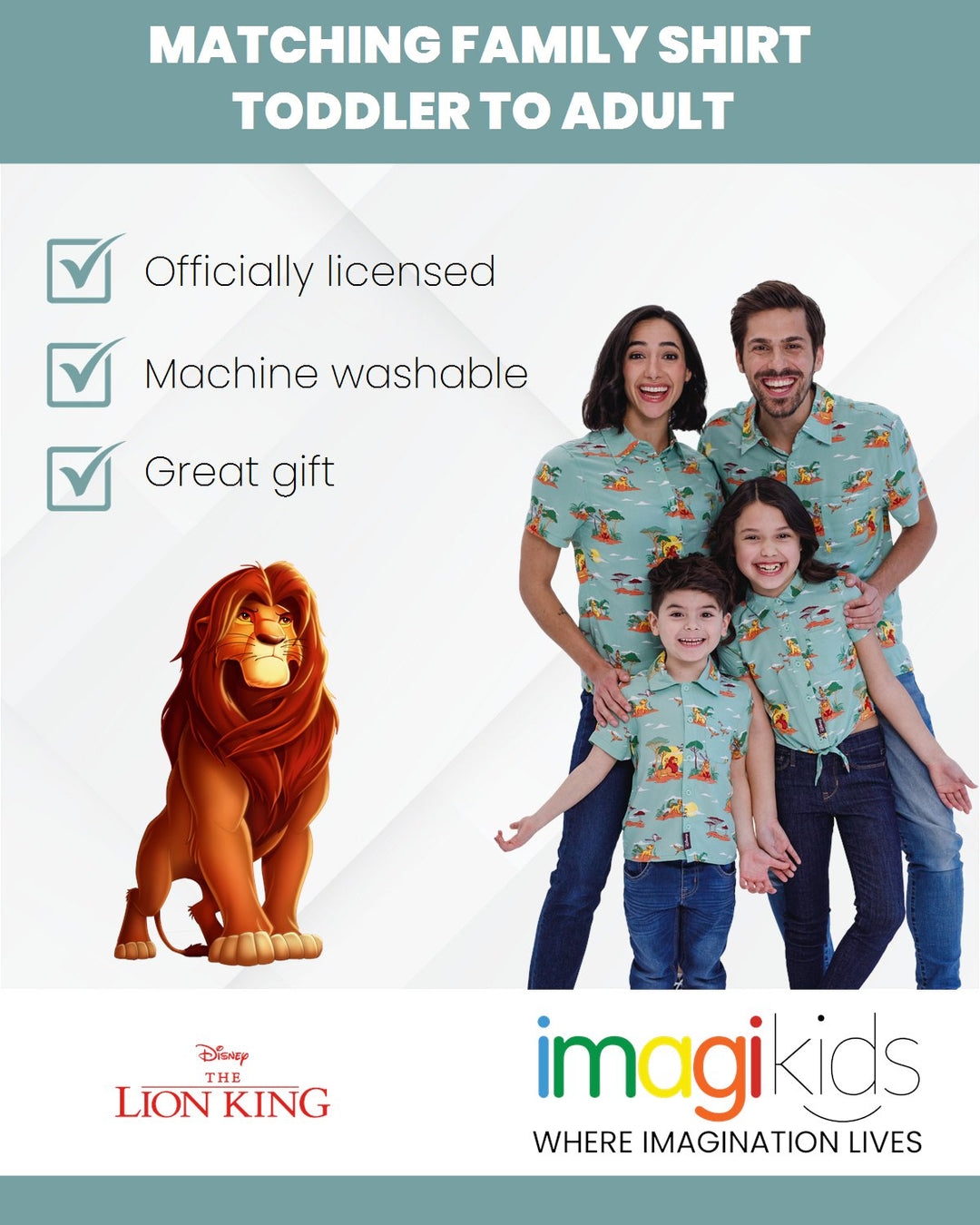 Disney Lion King Matching Family Hawaiian Button Down Dress Shirt - imagikids