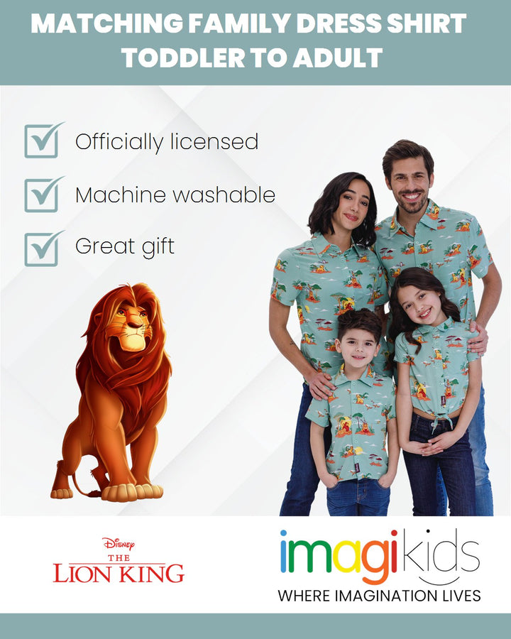 Disney Lion King Matching Family Hawaiian Button Down Dress Shirt - imagikids