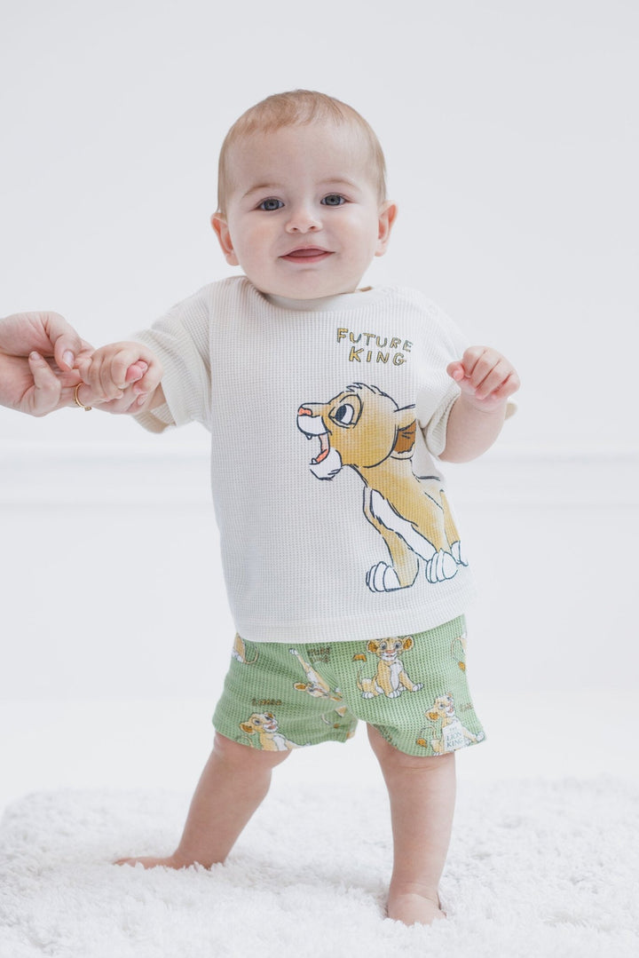 Disney Lion King Simba Waffle Knit T-Shirt Shorts Outfit Set - imagikids