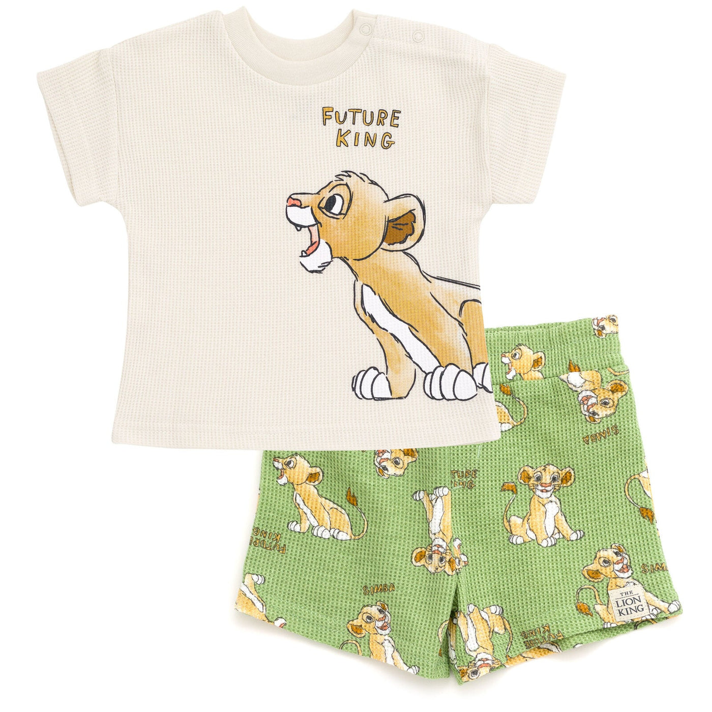 Disney Lion King Simba Waffle Knit T-Shirt Shorts Outfit Set - imagikids