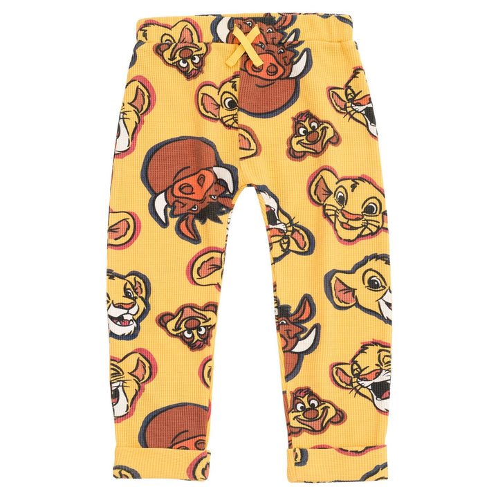 Disney Lion King Waffle Knit Drop Shoulder Sweatshirt and Jogger Pants Outfit Set - imagikids