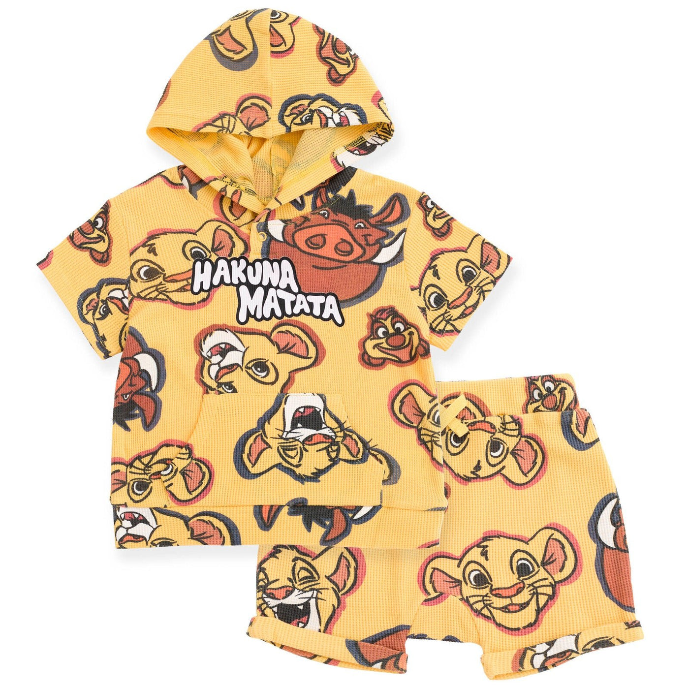 Disney Lion King Waffle Knit Pullover Hoodie and Shorts - imagikids