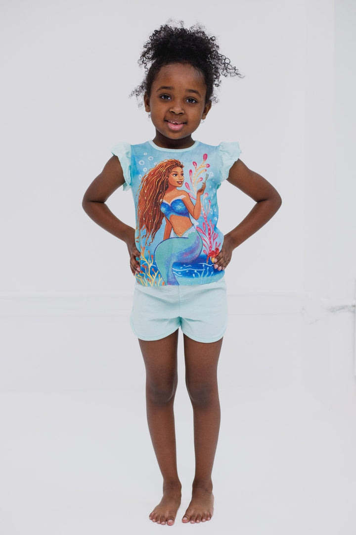 Disney Little Mermaid Princess Ariel T - Shirt and French Terry Shorts Outfit Set - imagikids