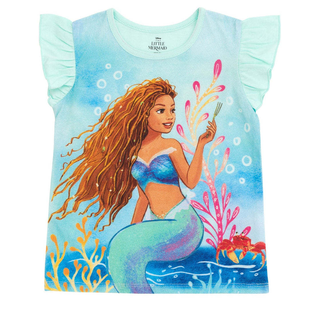 Disney Little Mermaid Princess Ariel T - Shirt and French Terry Shorts Outfit Set - imagikids