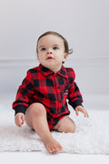 Disney Mickey Mouse Baby Plaid Flannel Button-Down Bodysuit Newborn to Infant