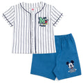 Disney Mickey Mouse Baseball Jersey V-neck Button Down Shirt and Denim Shorts Outfit Set