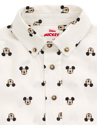 Disney Mickey Mouse Button Down Shirt Twill Pants Suspenders and Bow-Tie 4 Piece Outfit Set - imagikids