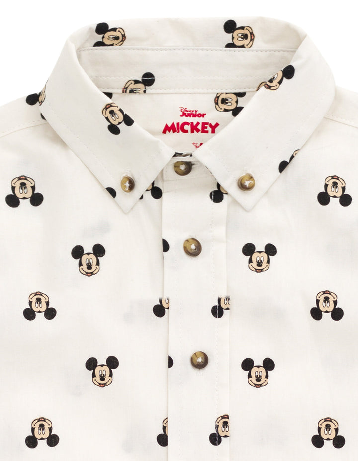 Disney Mickey Mouse Button Down Shirt Twill Pants Suspenders and Bow-Tie 4 Piece Outfit Set