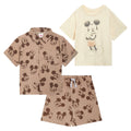Disney Mickey Mouse Cotton Gauze Button Down Shirt, T-Shirt and Shorts 3 Piece Outfit Set