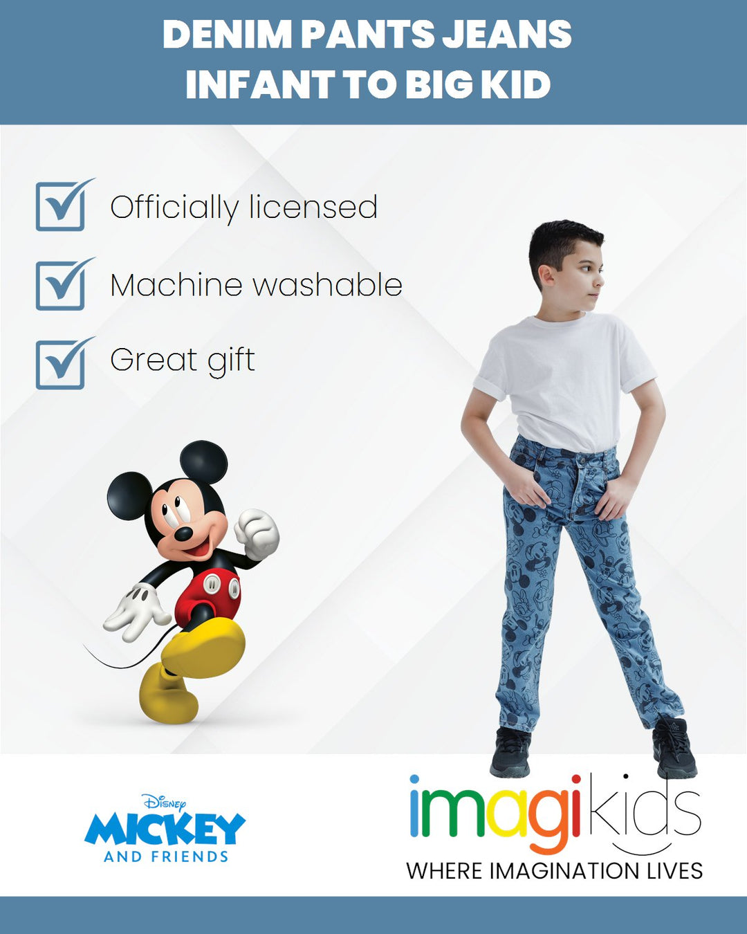 Disney Mickey Mouse Denim Pants Jeans - imagikids