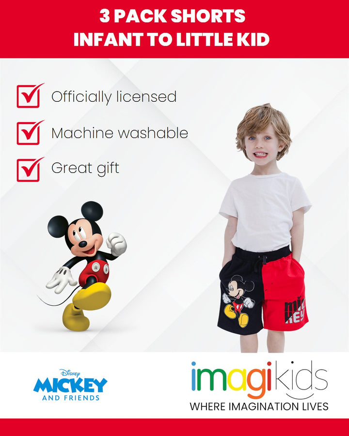 Disney Mickey Mouse French Terry 3 Pack Shorts - imagikids